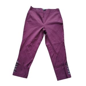 NEW Talbots Chatham Ankle Curvy 16P Burgundy Stretch Button‑Hem‎ Pants